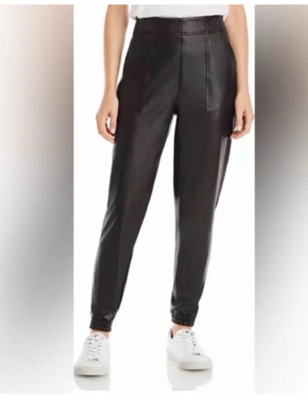 SPANX Black Faux Leather Jogger Pants